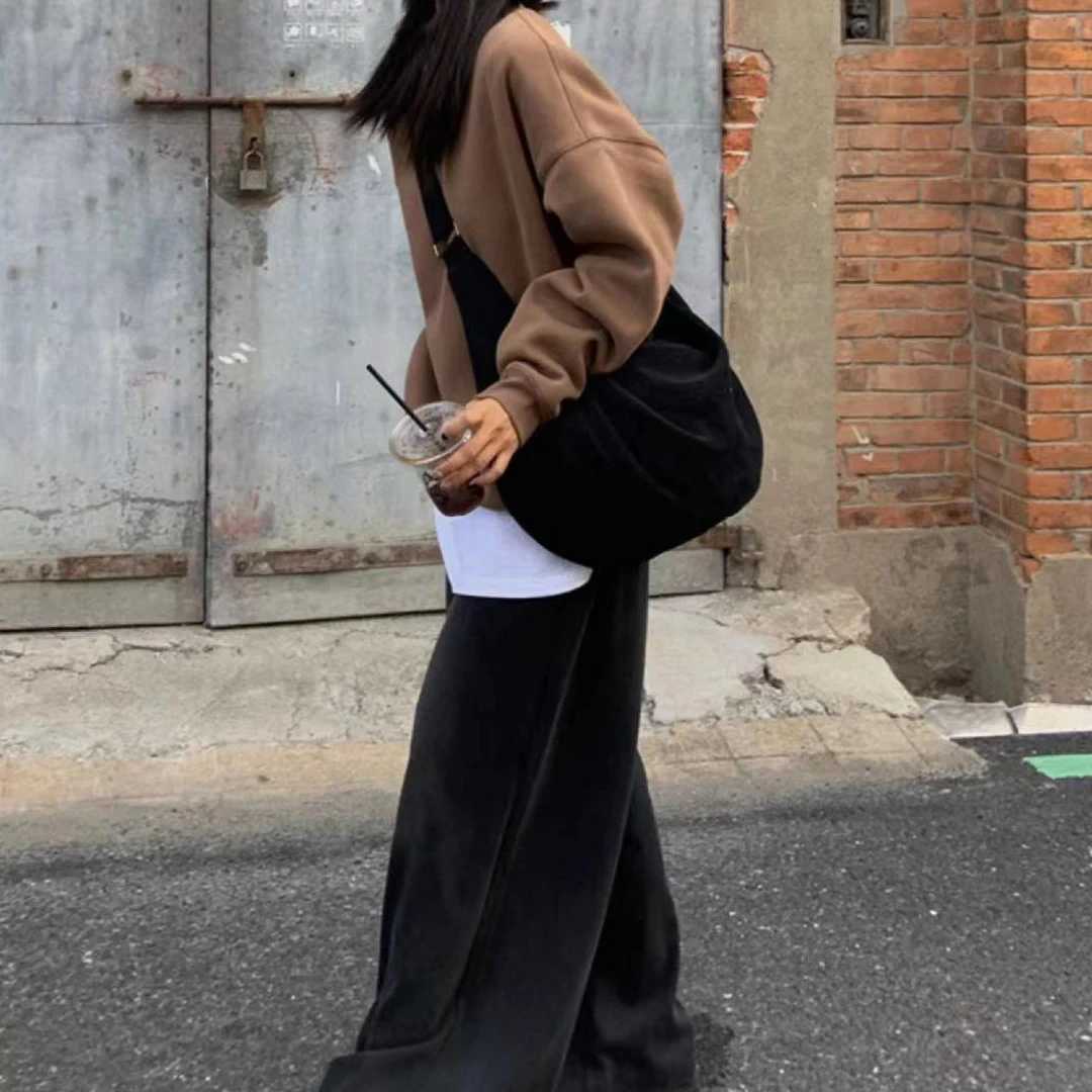 2025 Vintage New Canvas Dumpling Bag for Women Large Sling Single Shoulder Bag Wide Shoulder Strap for Couples Dormitory Lazy Bag XJ250718