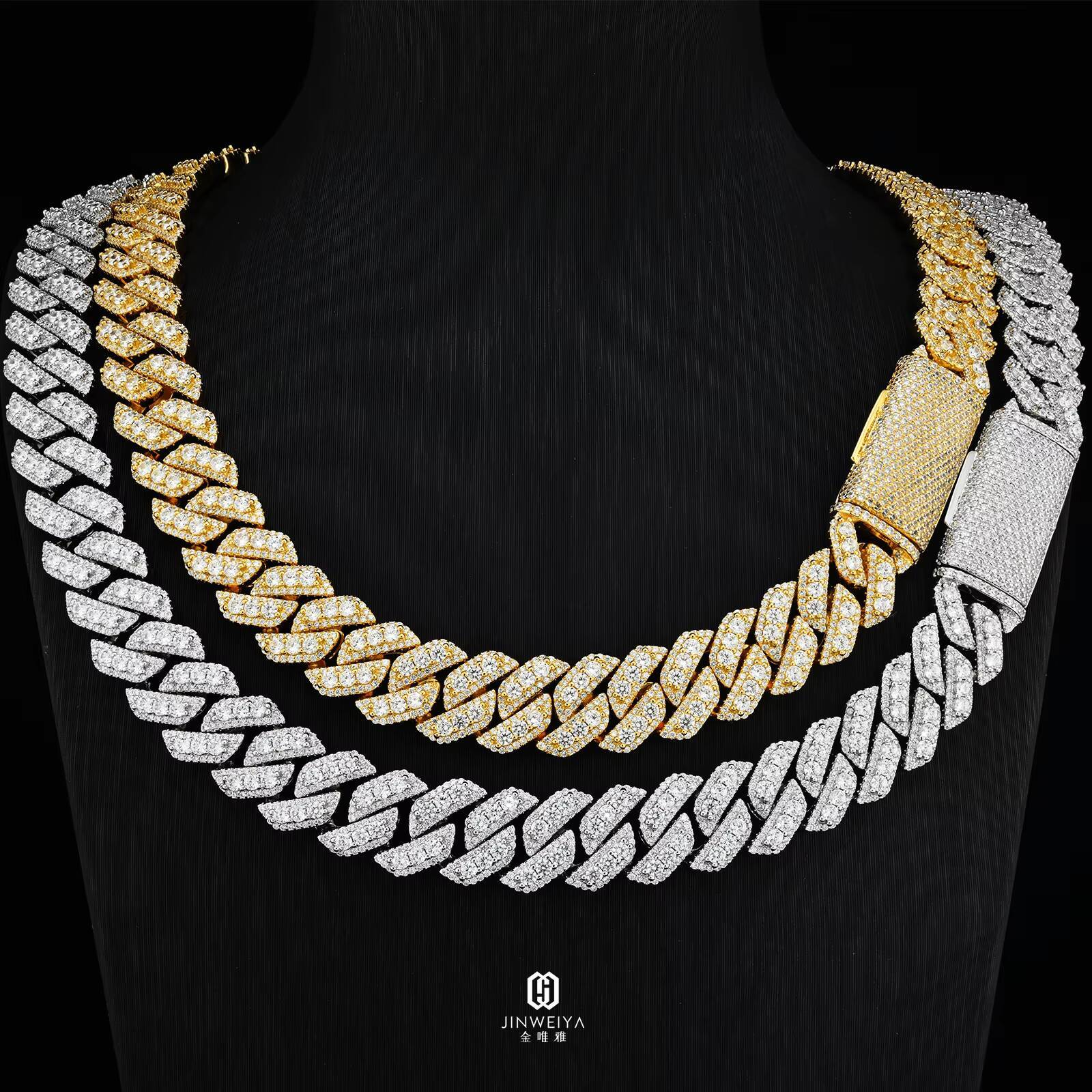 Dropshipping Products 2024 S925 Silver 15Mm Miami Cuban Chain Moissanite Gold Chain 22K Men