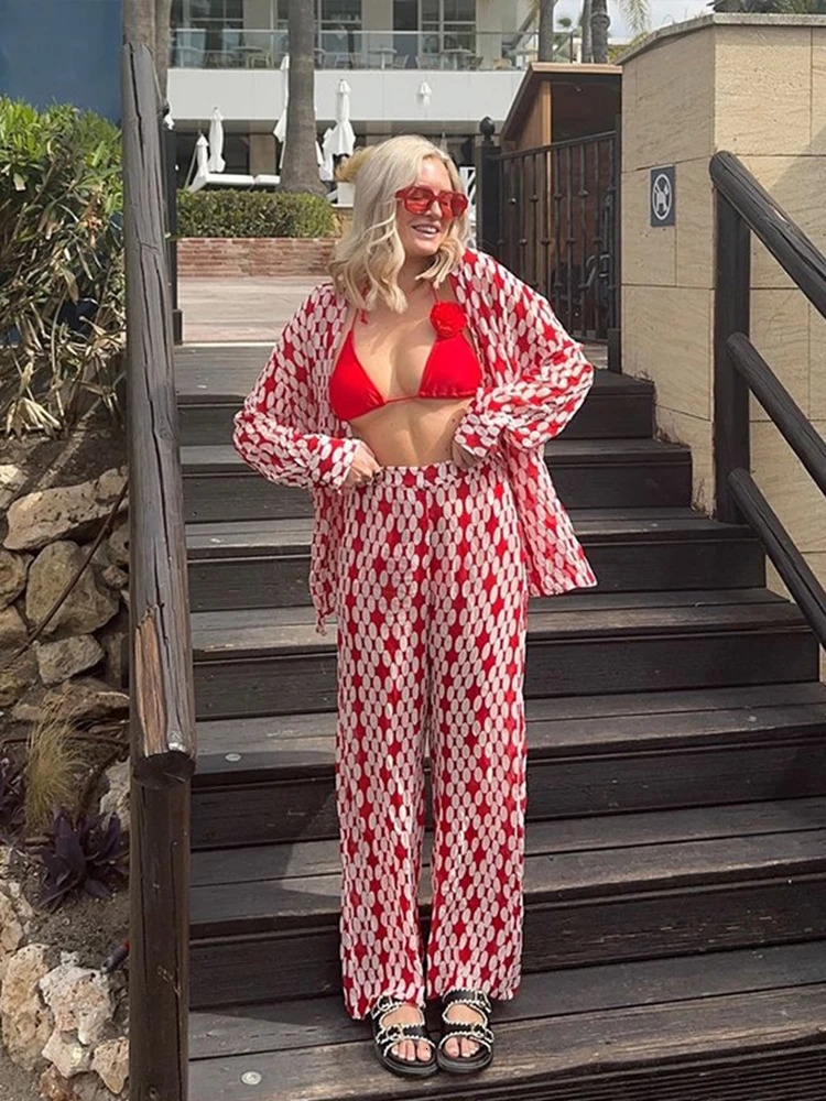 Women Blouse Pant 2 Pcs Sets Casual Single Breasted Long Sleeve Female Suits 2025 Spring Summer Chic Lady Streetwear Outfits 250715