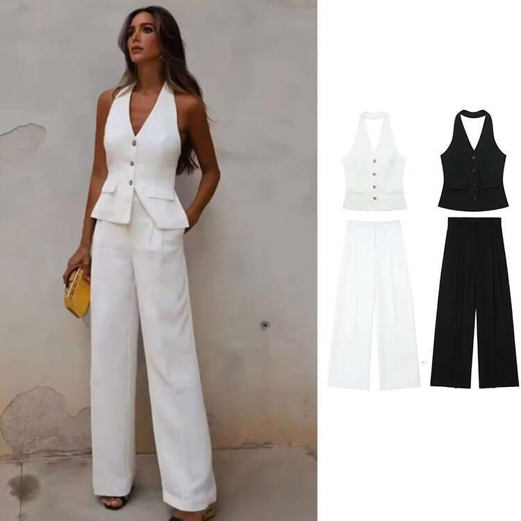 TRAFZA Workwear Spring Summer New Women's Vest + Shorts Set B5