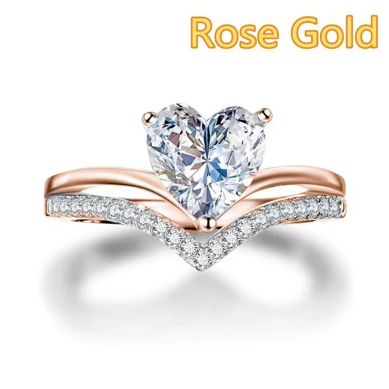 Delicate Silver Color White Zircon Stones Heart Rings for Women Fashion Bridal Engagement Wedding Ring Set Jewelry Gift 250716