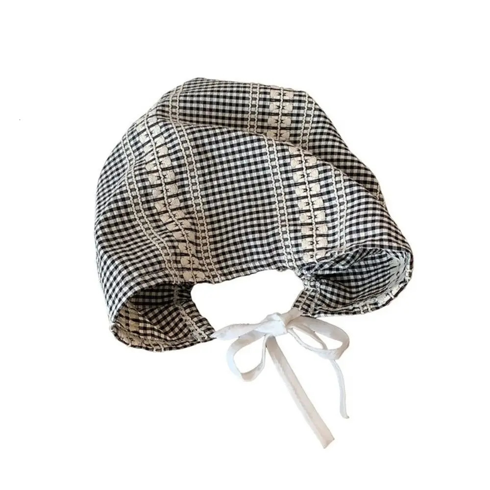 Vintage American Headscarf Hat Plaid Y2k Strappy Bandana Cap Spring Summer Style Beanie Hats Women Men 250712