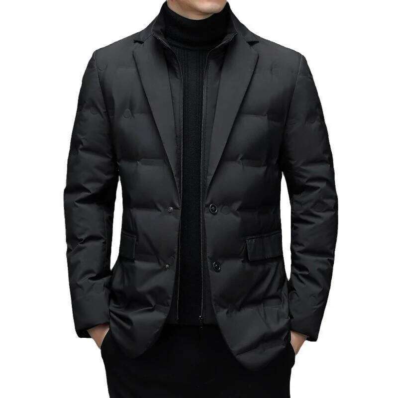 Schinteon Men's 90% White Duck Down Blazer Jacket High Quality Autumn Winter Smart Casual Outwear Two Fake Pieces Warm Coat New