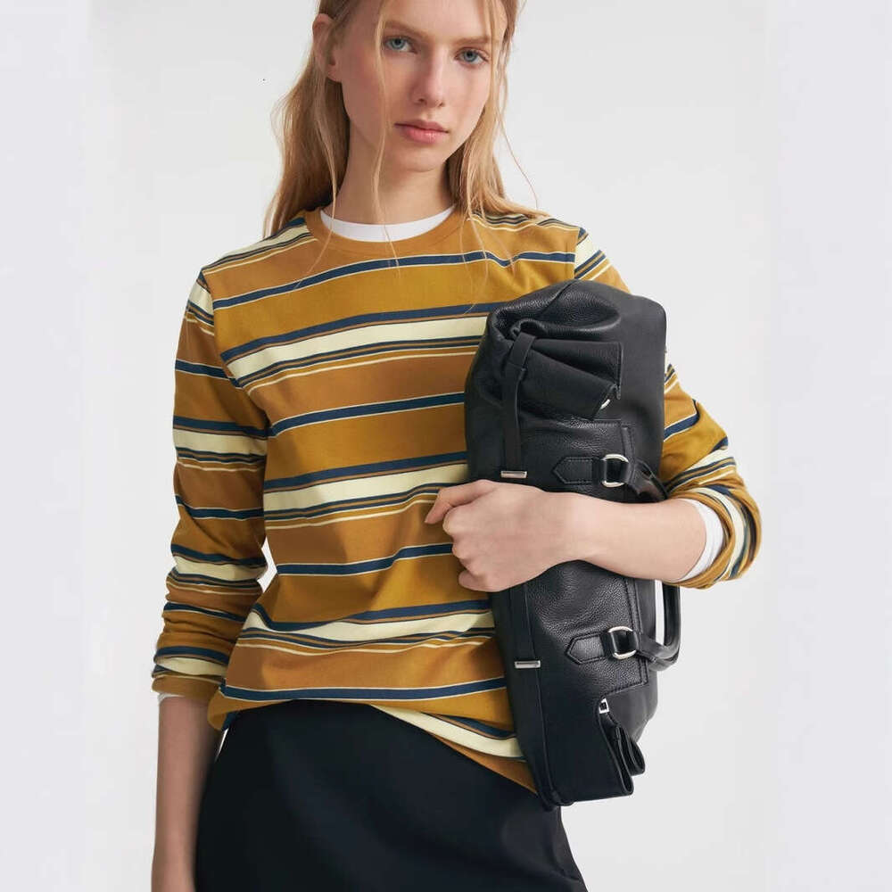 Autumn New Striped T-Shirt For Women, Simple Casual Loose Slimming Pullover Long Sleeve Top B5