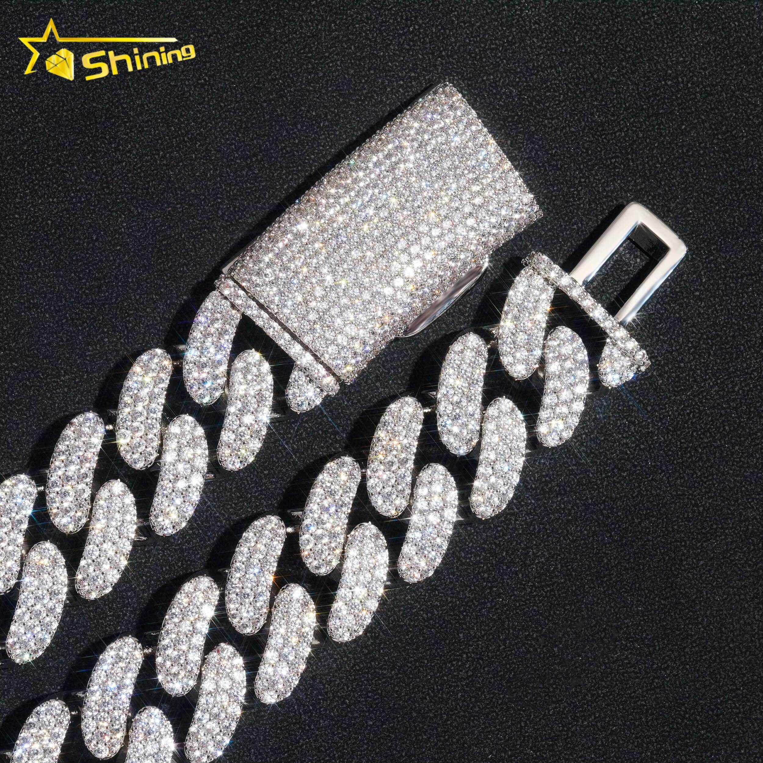 High Quality Rapper Big Heavy Solid 925 Silver 22MM Moissanite Diamond Hip Hop Iced Out Cuban Link Chain