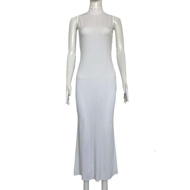 High Neck Sleeveless Tight Autumn New Mid-Length Elegant French Dress B5