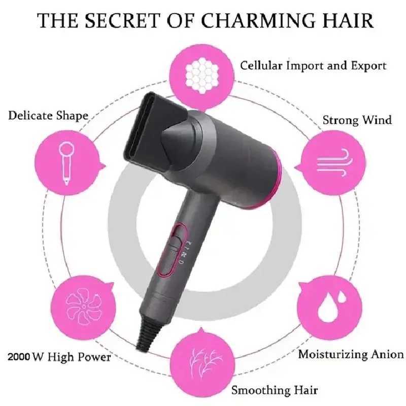 220v Professional High-Speed Negative Ion Hair Dryer 1800W High Power Quick Drying Portable for Home Use with Constant Temperature W250718