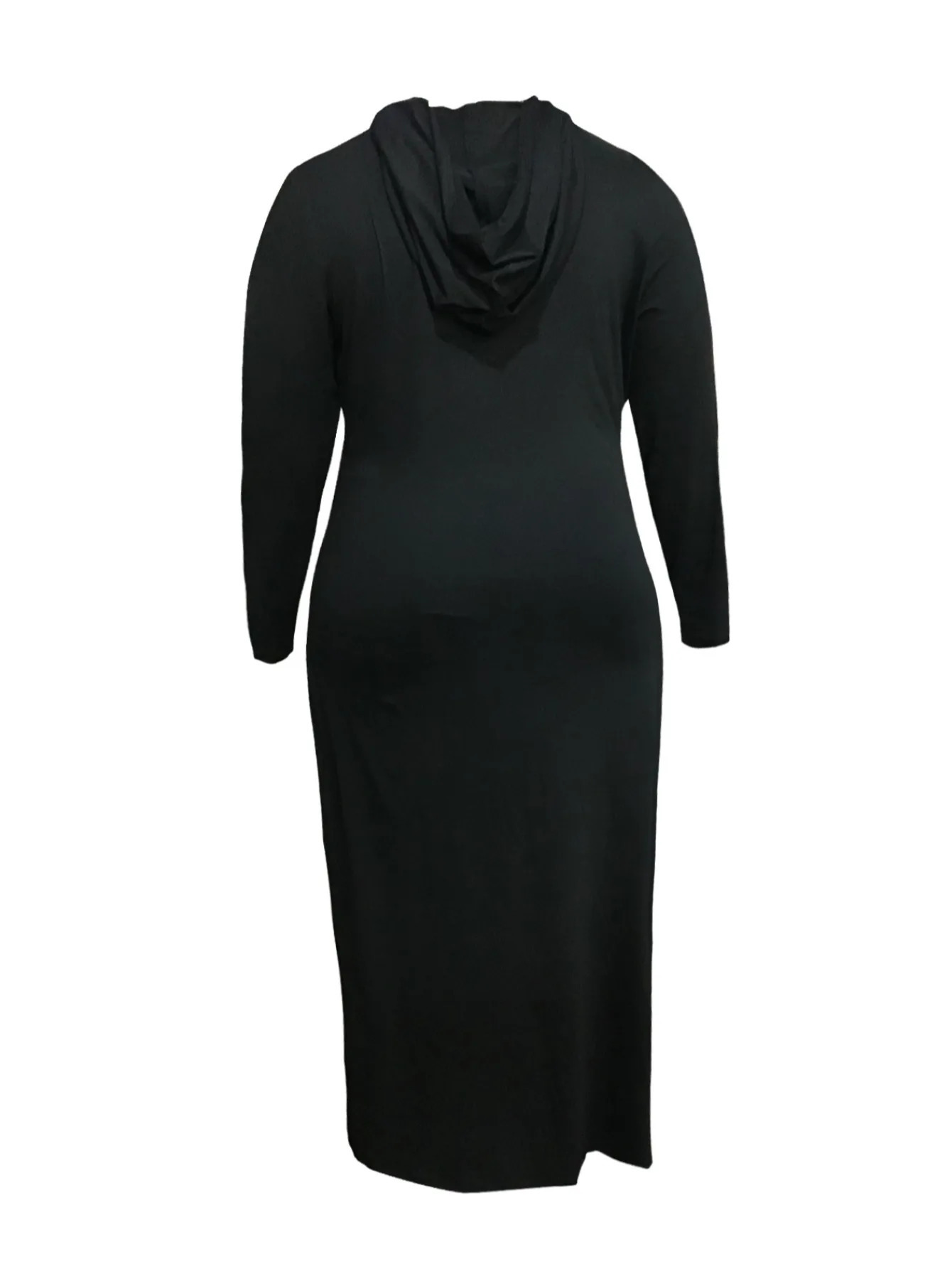 4XL 5XL LW Women Spring Elegant Office Lady BASICS Plus Size Hooded Collar Front Split Black Two Pieces Pants Set Matching Set 250714
