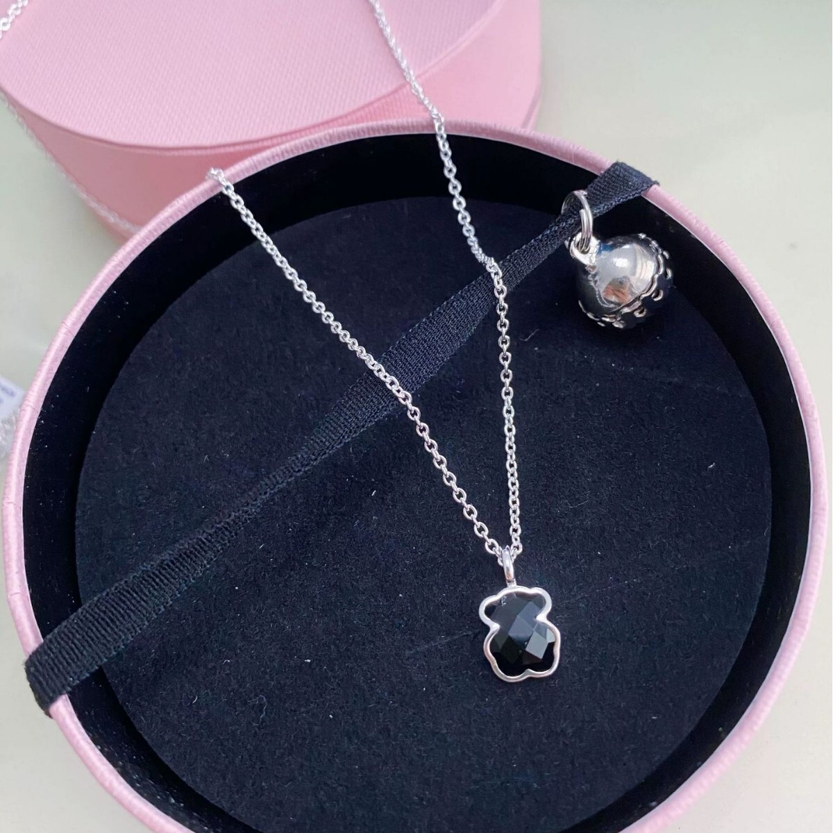 Designer Tous Jewelry Peach Bear 925 Silver Black Agate Necklace Niche High-end Collarbone Chain Classic Spanish