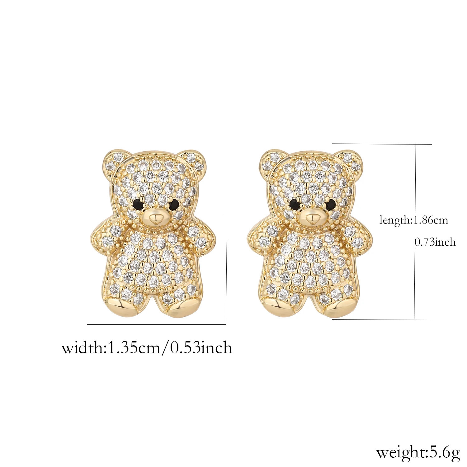 Minimalist Bear Stud Earrings Premium Cubic Zirconia Lightweight Copper Fashion Gift for Teen Girls 4 Colors 250715