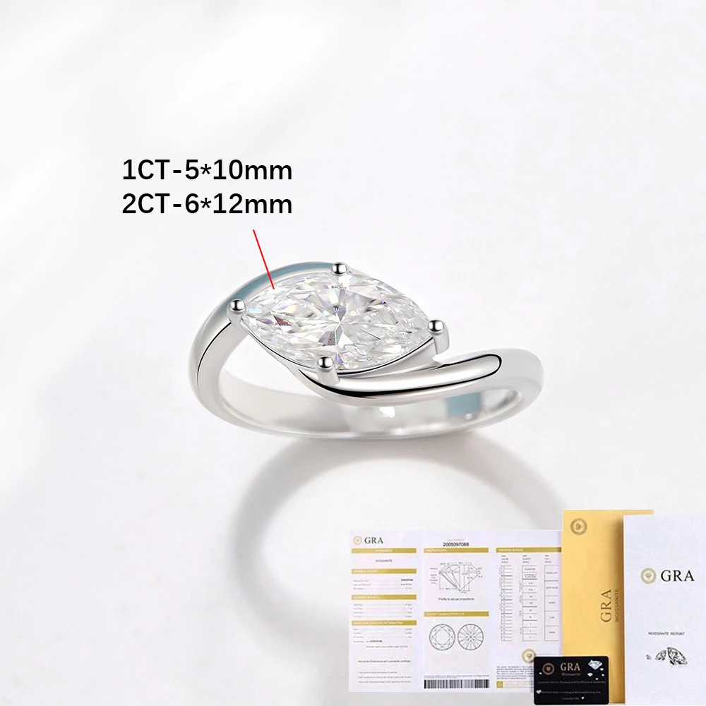 BXINY 1/2CT Marquise Ring S925 Silver 18K Gold Plated for Women Men Solitaire Wedding Band Gift Fine Jewelry with GRA 250712