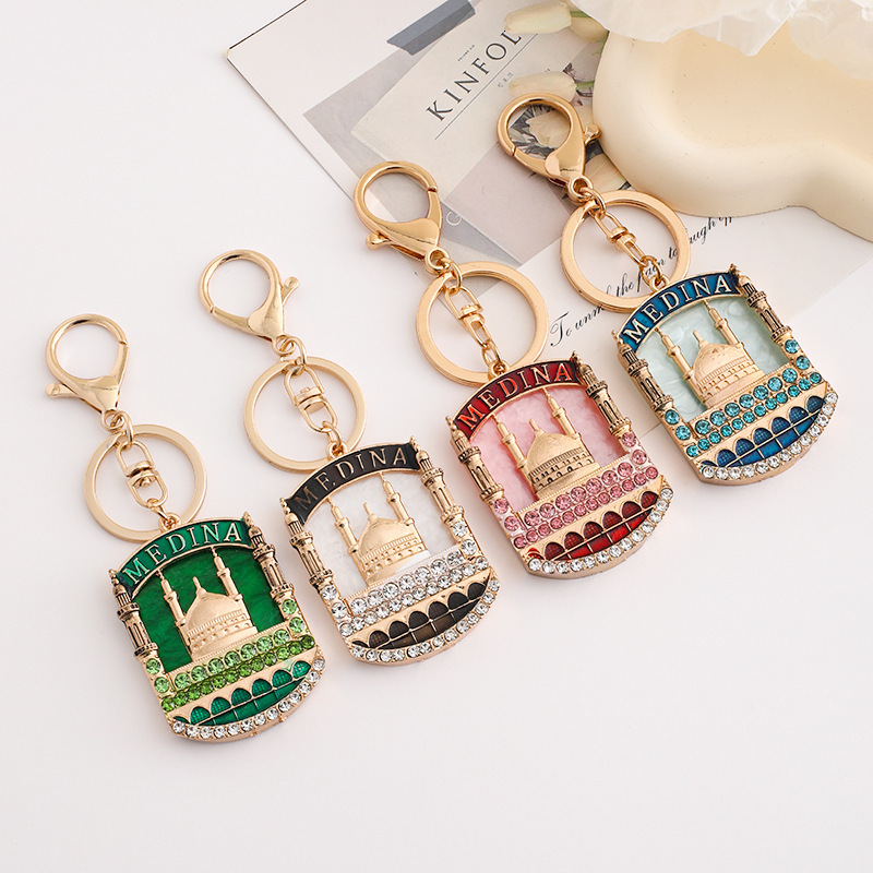 Diamond-in Yurt House Bag Charms Retro And Fashionable Metal Keychain Hanging Women's Bag Accessories