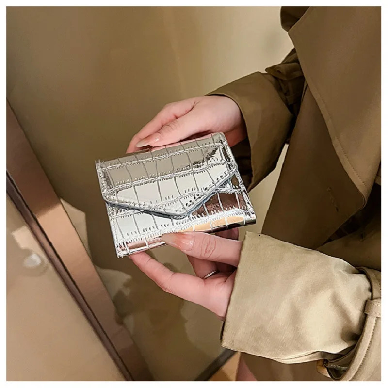Fashion Small Wallet With Stone Pattern Pu Leather Coin Purse Ladies Laser Card Holder Mini Lady Short Wallet Change Money Purse 250712