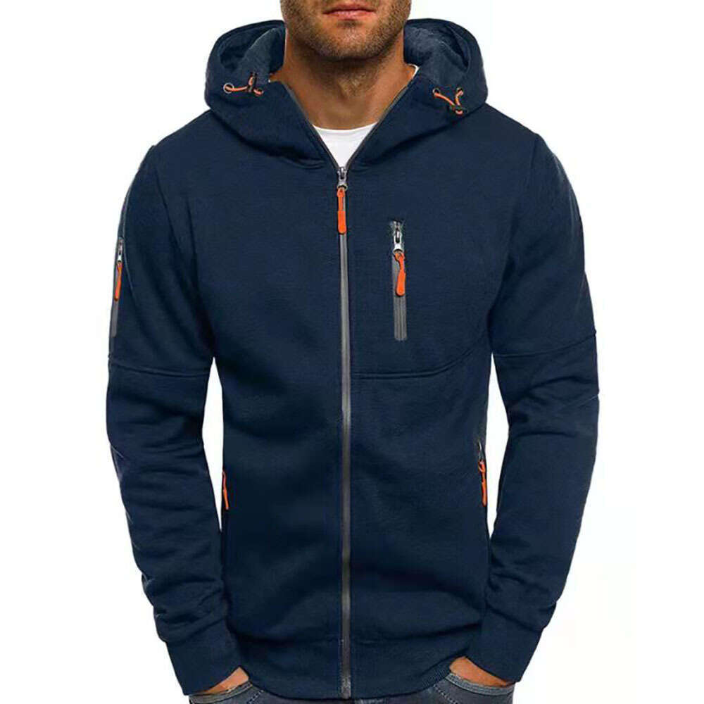 New Plus Size Men's Spring And Autumn Casual Sports Fitness Zipper Hoodie Sweatshirt Jacket For Men B5