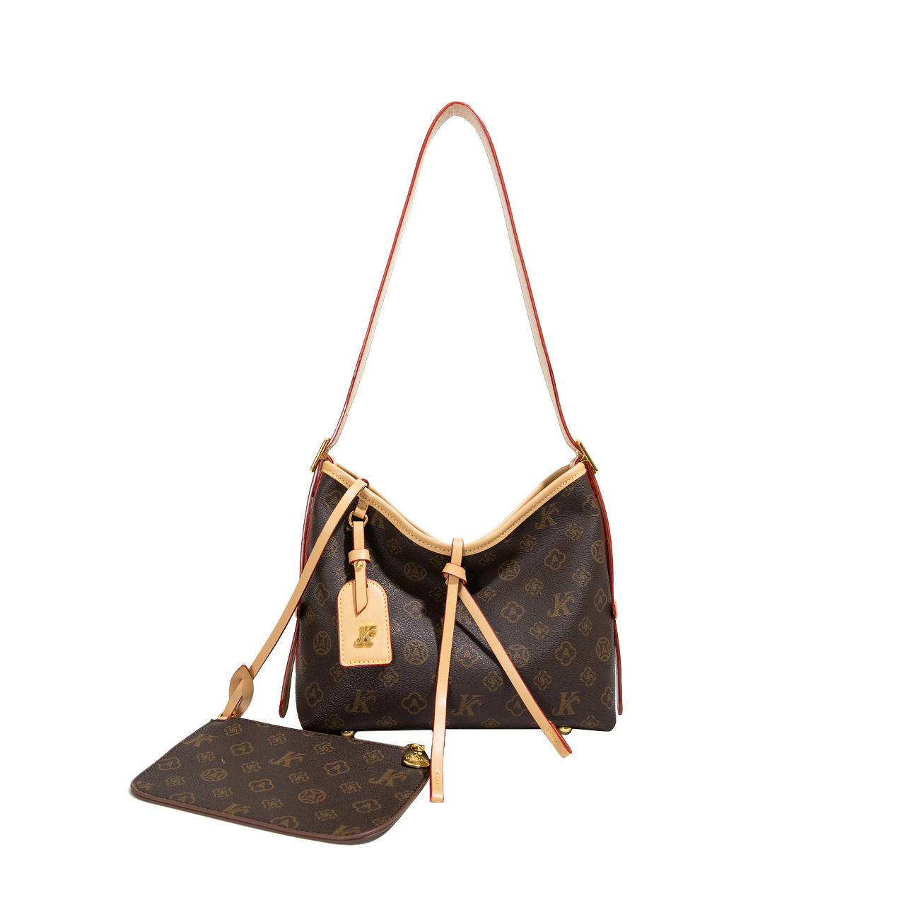 Large capacity pack Tote Free Shipping with contrasting color print vintage floral shopping bag for women commuting European and American retro light