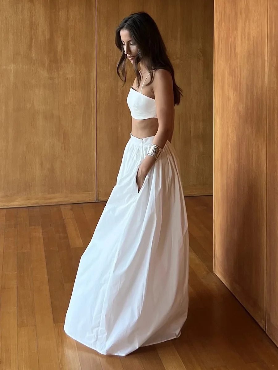 Bornladies 100% Cotton Suspender Underwear Half Long Skirt Set Summer Beach Style Sexy Stylish Underwear Long Skirt Set 250715