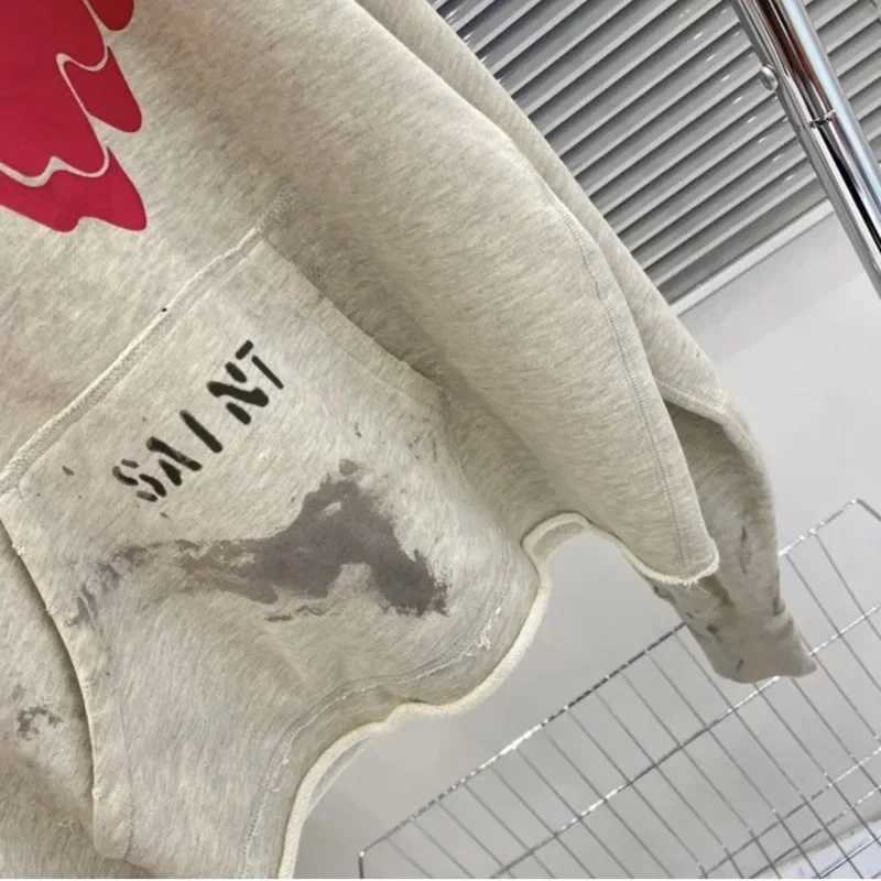 Soiled Saint Melting Love Pattern Hoodie Hem Cuff Damaged Men Women Cotton Spott Sweatshirts Loose Hooded Pullover X250718