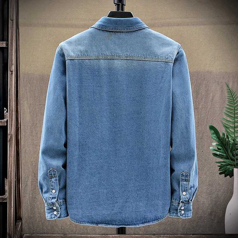 2025 Autumn New Style High Quality Denim Shirts Mens Fashion Casual Long Sleeve Jeans Shirt Solid Color Shirt Men Size M-XXXL X2507181