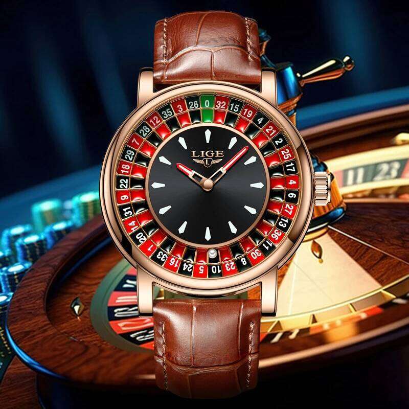 LIGE 2025 Creative Watches men Roulette Game Dial Fashion Mens Watch Waterproof Luminous Quartz Wristwatches Reloj Hombre free shipping