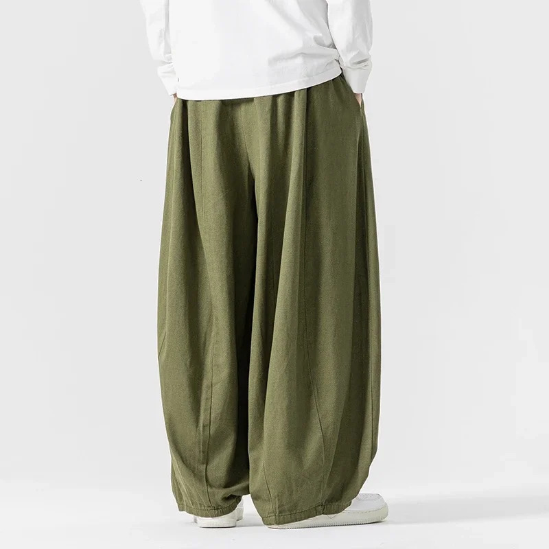 Men Casual Pants Fall Japanese Styles Loose Vintage Warm Mens Lantern Pants Male Oversize Fashion Wide Leg Trousers Streetwear 250715