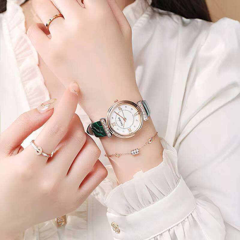 Elegant Crystal Accent Watch - 30mm PU Leather Strap Quartz Watch for Women | Fashion Dress Watch with Rhinestone Bezel (7 Colors)