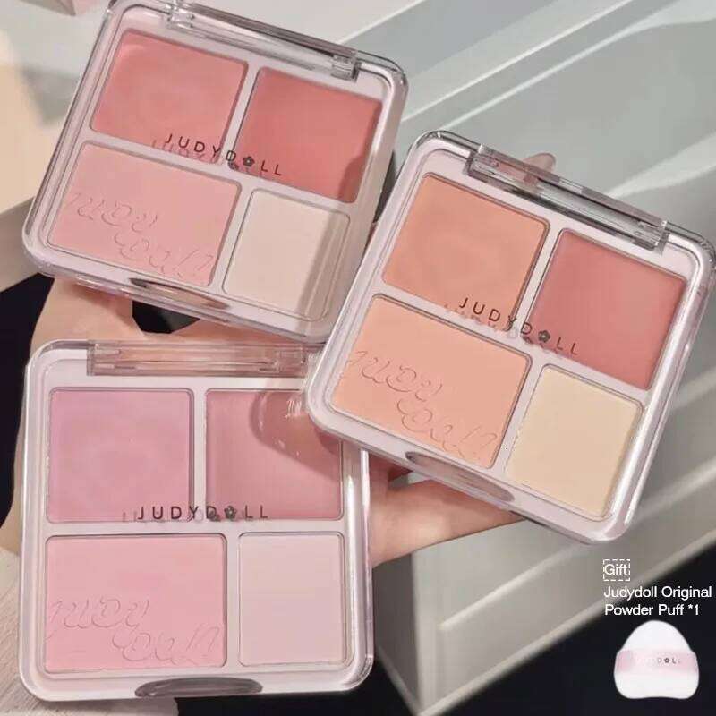 Judydoll 4 Powder Blush Cream Clay Palette Matte Expanding Color Highlight Brightening Face Makeup X250718