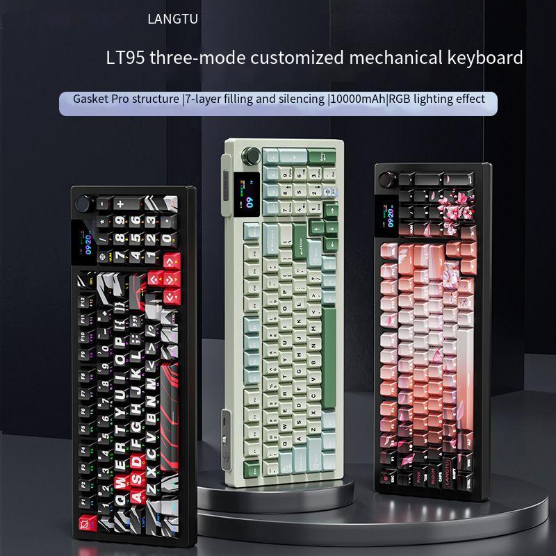 Designer Famous Brand Langtu LT High Value Gaming E Sports Mechanical Customizable Tri Mode Wireless Bluetooth Typing Office Keyboard