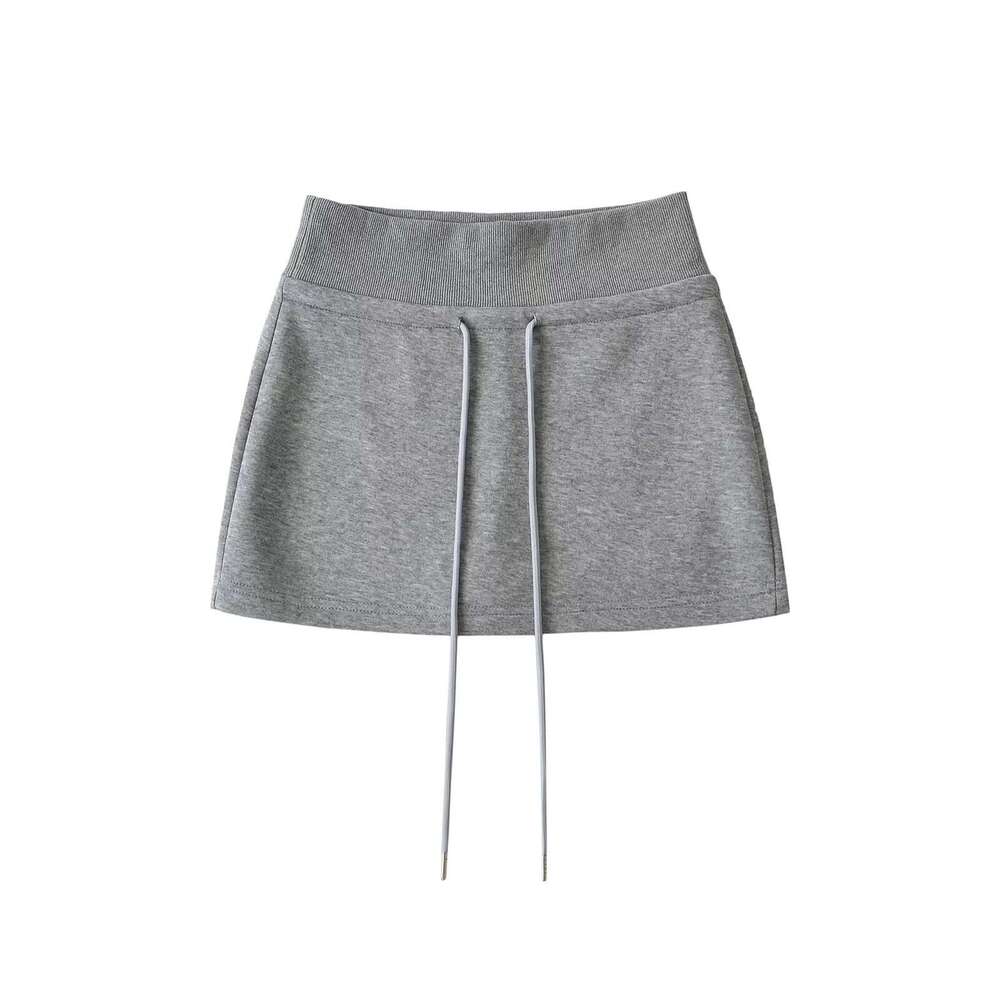 Gray Sports Half For Women New Spring And Autumn Sweatshirt Short High Waist Bodycon Casual A-Line Skirt Pants Summer B5