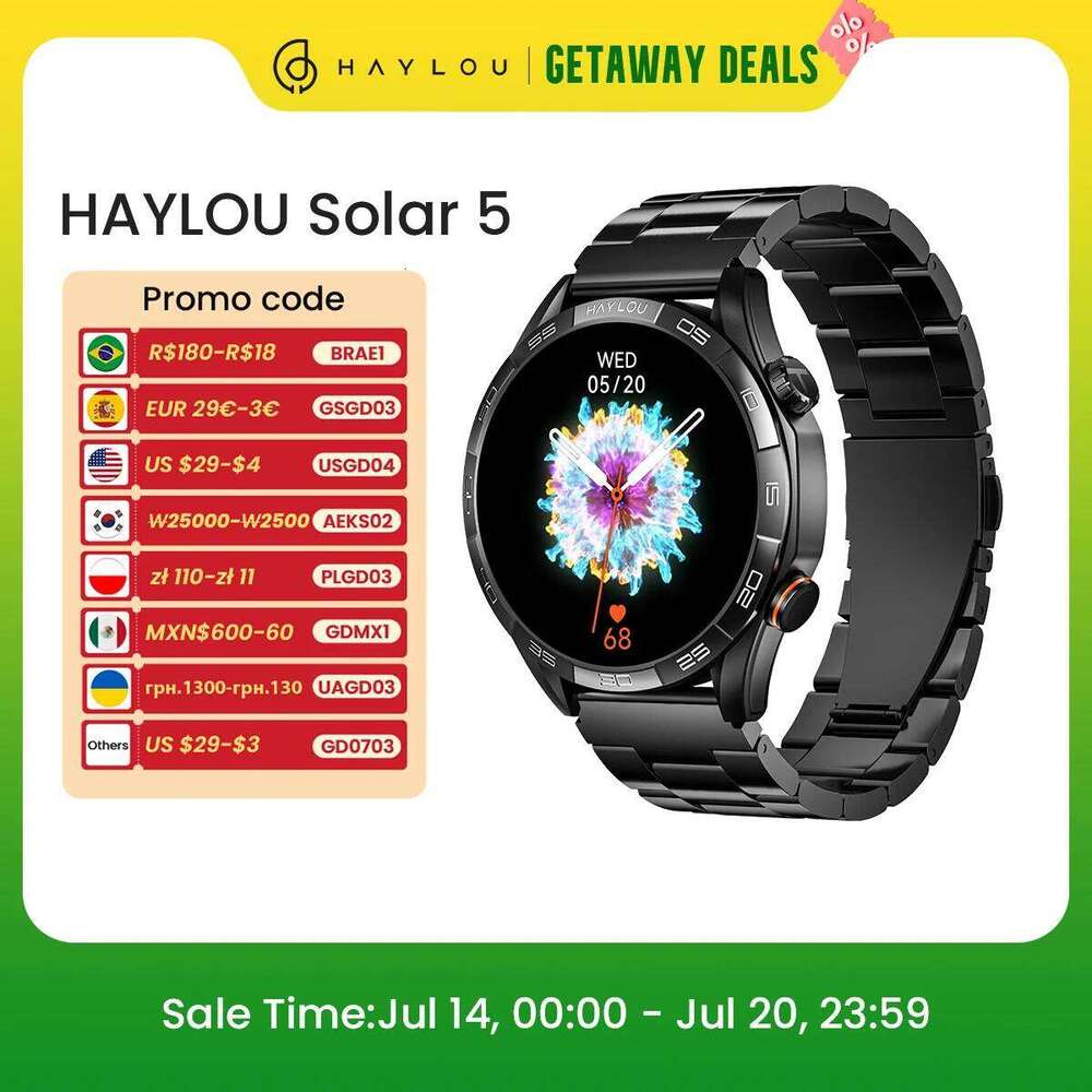 HAYLOU Solar 5 Voice Calling 1.58'' AMOLED Display 60Hz Smart Watch 24H Health Monitoring Sports Smartwatch for Men free shipping