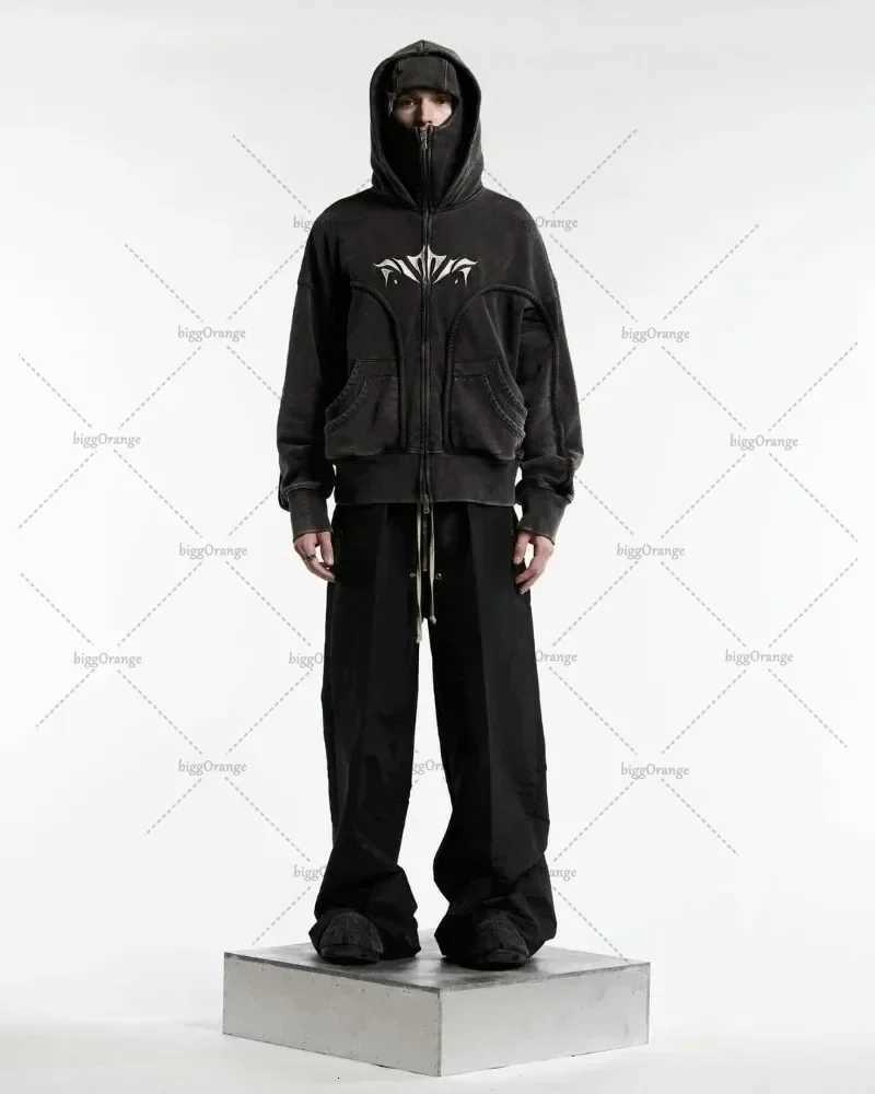 2025 2K Harajuku Retro Double Hat Design Casual Loose Zipper Hoodie Men Street Hip-Hop Fashion Punk Oversized Sweatshirt Women X2507181