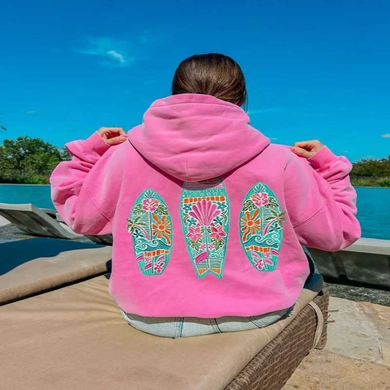 2025 American Retro Trend New Simple Floral Letter Print Pattern Pullover Hoodies Casual Sweatshirt Loose Comfortable Sportswear XJ250717