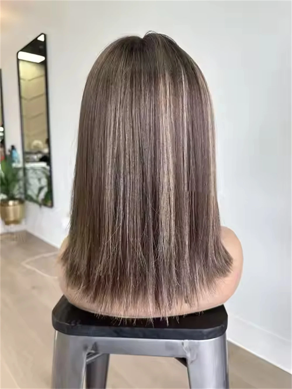 Brown Brunette Highlight virgin human hair Lace Front Wig Short Bob Wigs 13x4 Realistic Look Straight Glueless Wig Blonde Wig For european