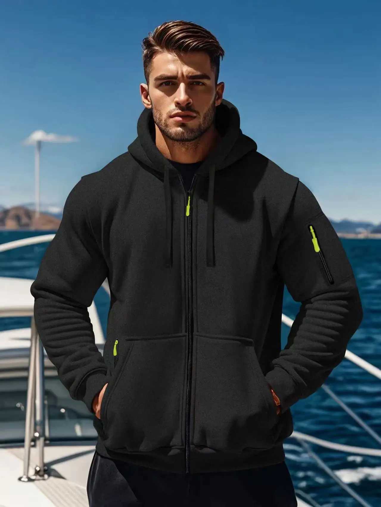 2025 New Trendy Loose Hoodie Mens Zipper Hoodie Mens Hoodie Autumn/Winter Plush Warm Coat XJ250714