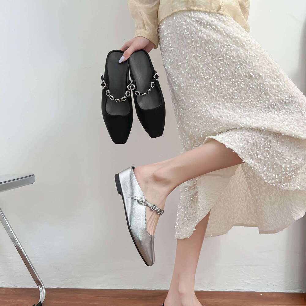 Designer Outdoor Half-Slip Mules Backless, Height-Increasing, Casual for Petite Women, 2025 Korean Style Shoes