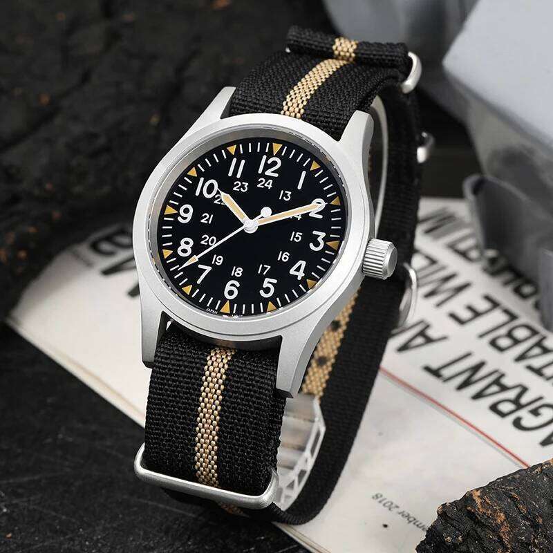 Militado ML05 38mm Vintage Watch VH31 Quartz Movement Field Watches Domed Sapphire Crystal With High Clear AR Coating Wristwatch free shipping