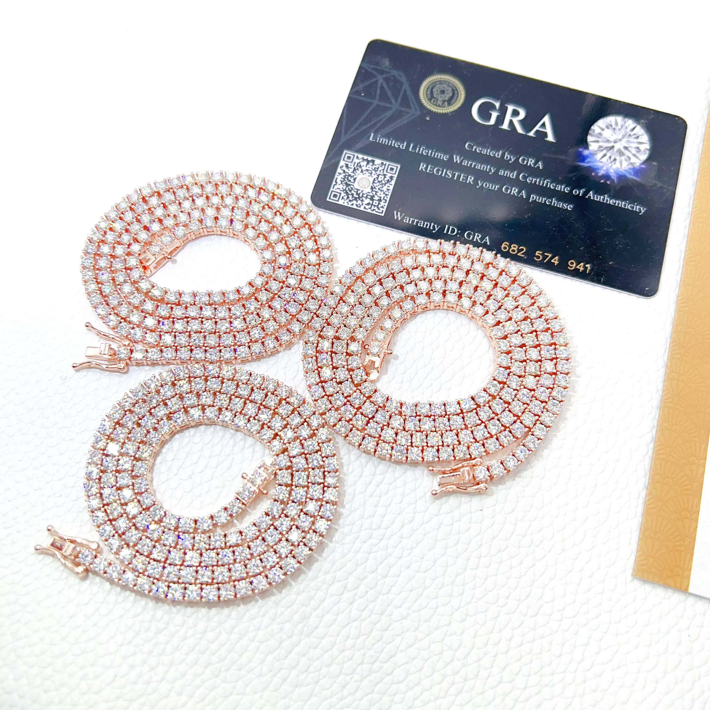 Pass Diamond Tester Iced Out 925 Sterling Silver Gold Gra Certified VVS Moissanite Tennis Chain