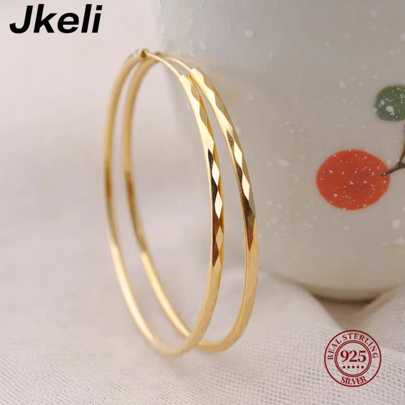 Jkeli Genuine 925 Sterling Silver Fashion Korean Simple Hoop Earrings for Women Men Charming Chic Party Jewelry Accessories 250716