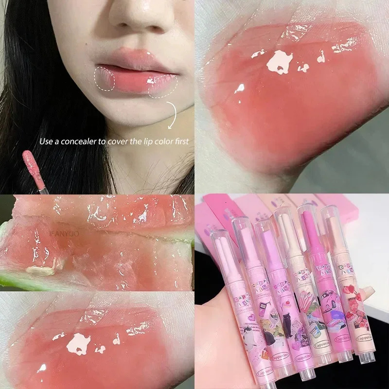 Jelly Love Lipstick Pink Water Gloss Clear Lip Glaze Waterproof Non-stick Cup Hydrating Plumping Fade Lip Lines Lip Gloss Makeup 250716