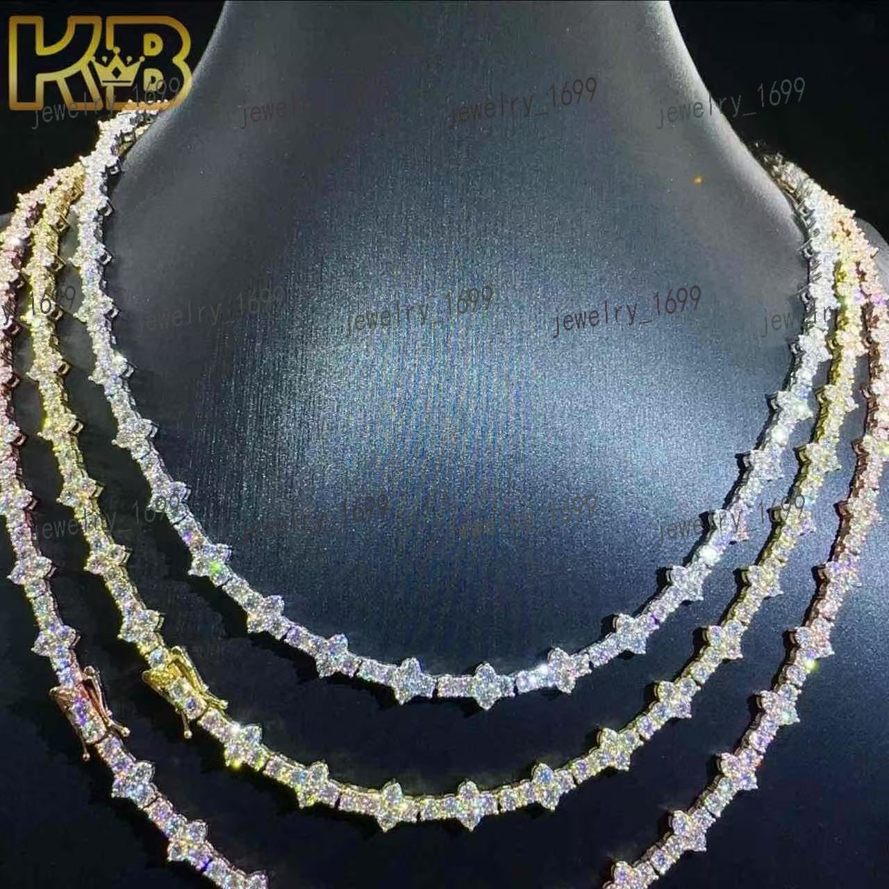 Hip Hop Style Diamond Vvs Moissanite Chain 925 Trends Fashion Iced Out Sterling Silver Tennis Necklace