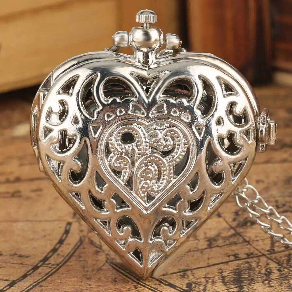 free shipping Stylish romantic heart-shaped dia quartz women's necklace pocket watch souvenir gift for girls free shipping
