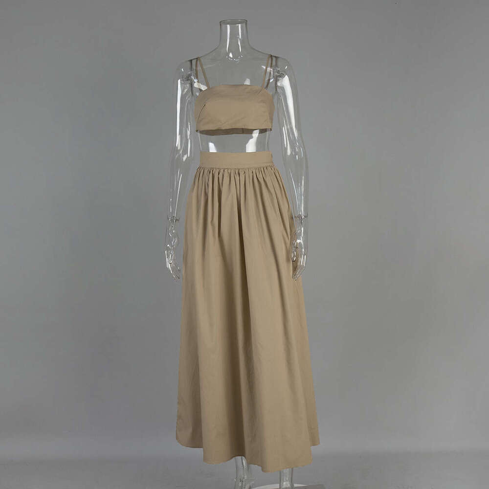 Pure Cotton Camisole Half Spring Summer New Sexy Underwear Long Skirt Set B5