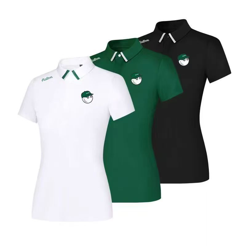 Summer New Women's Golf Outdoor Quick Drying Sweatshirt Breathable Versatile Contrast Collar Top Slim Short Sleeve T-shirt Comfortable POLO Shirt