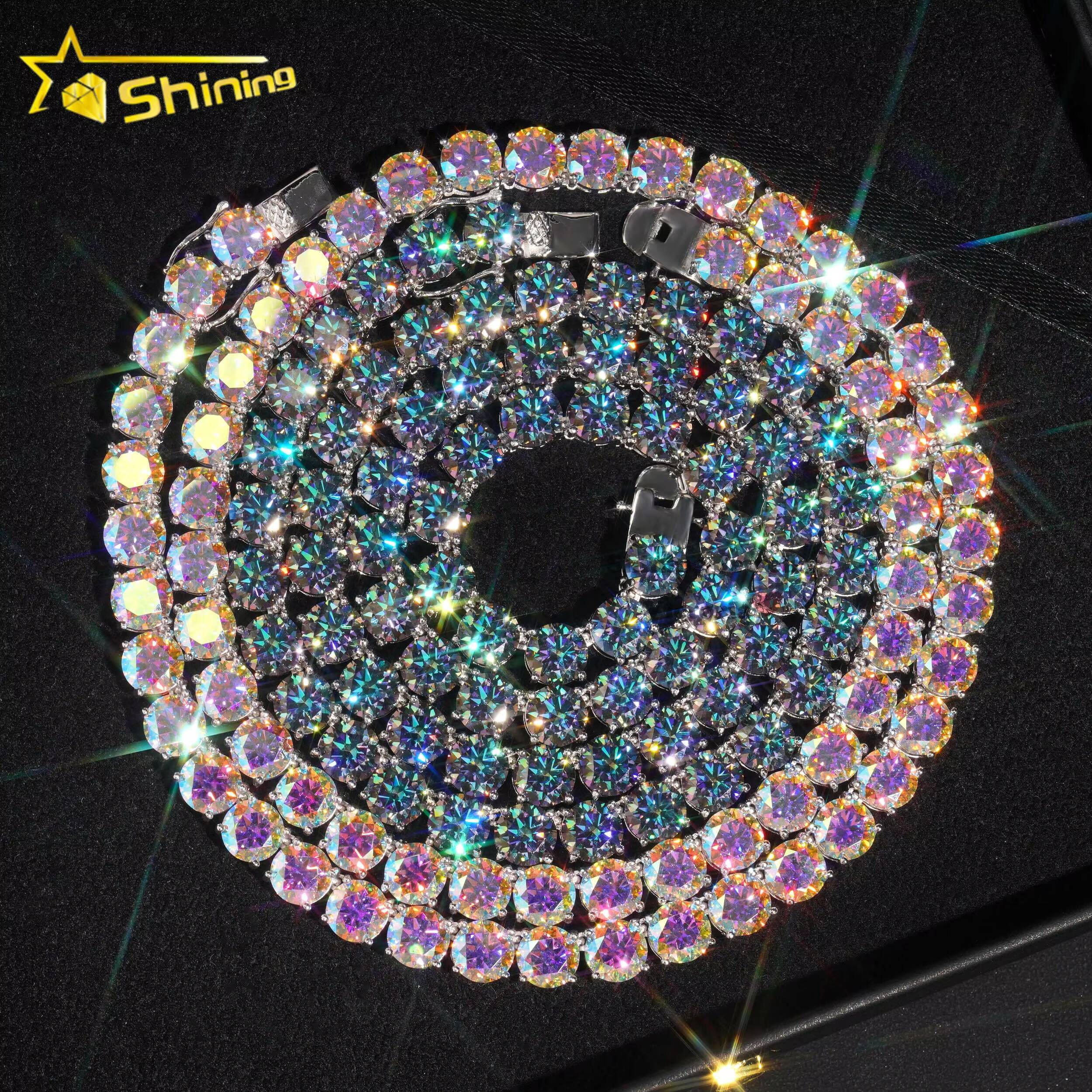 Shining Jewelry Hot Sale Hip Hop Iced Out Jewelry Fashion Diamond Tennis Necklace S925 Silver 8MM Vvs Moissanite Tennis Chain