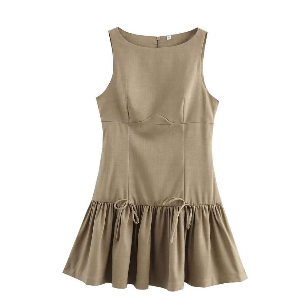 TRAFZAINS Spring New Style Five-Color Bowknot Sleeveless Short Dress B5
