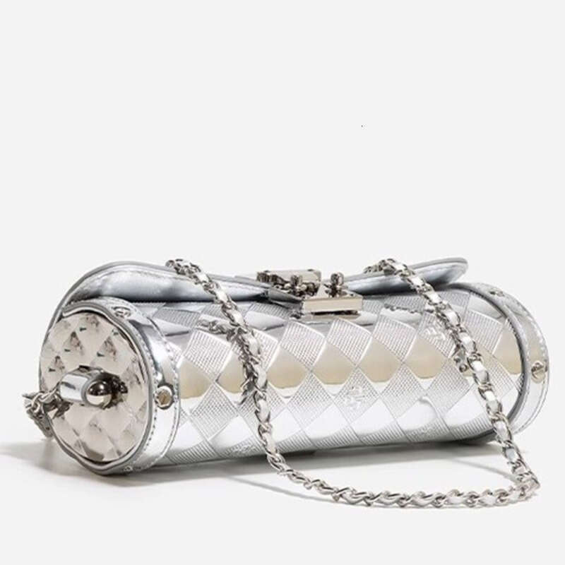 Leather Bag Bucket Bag Tote Bag Mirror Silver Papillon Cylinder Chain For Women Spring Summer New Quilted Lock Shoulder Crossbody Bag