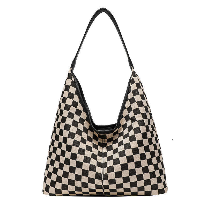 Checkered Large Capacity Tote Crossbody Shoulder Handbag Notebook Bag for Women