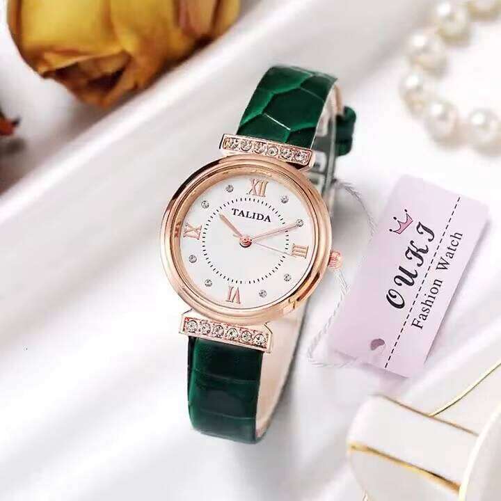 Elegant Crystal Accent Watch - 30mm PU Leather Strap Quartz Watch for Women | Fashion Dress Watch with Rhinestone Bezel (7 Colors)