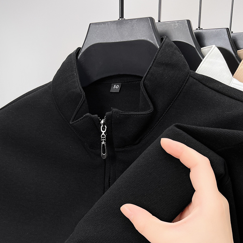 H1940 autumn half zip stand collar men's sweatshirt middle-aged and young fashion trend all-match long-sleeved men's sports tops