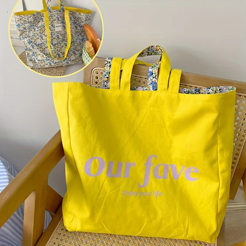 Spring and summer dopamine rose red double-sided bag large capacity vacation floral single shoulder handbag small fresh letter 250717