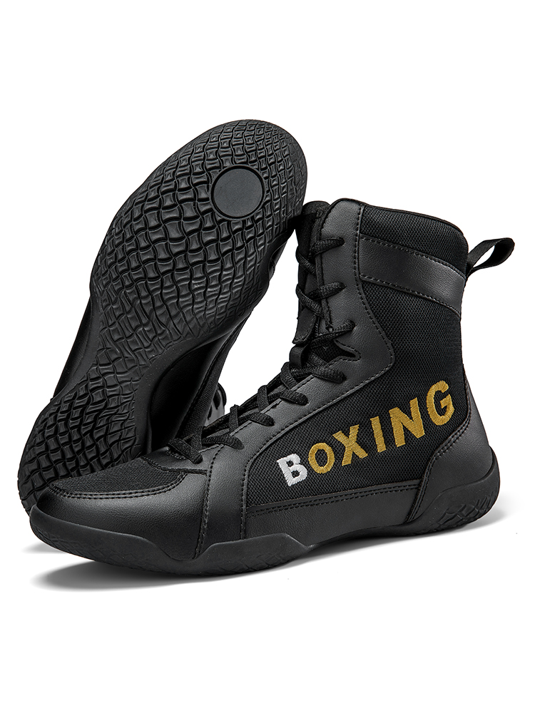 Boxing shoes, wrestling shoes, high-top fighting martial arts training shoes, long boots, fitness Sanda shoes, shock-absorbing, breathable and non-sli